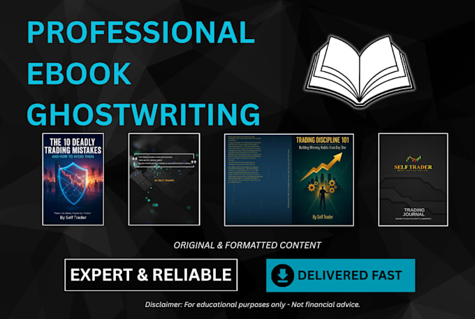 ghostwrite professional ebooks with cover and formatting in trading, finance,etc