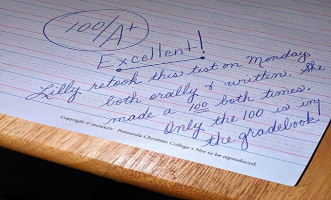 provide hand writing notes and letters