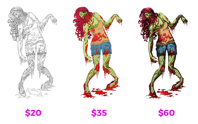 illustrate you as a zombie
