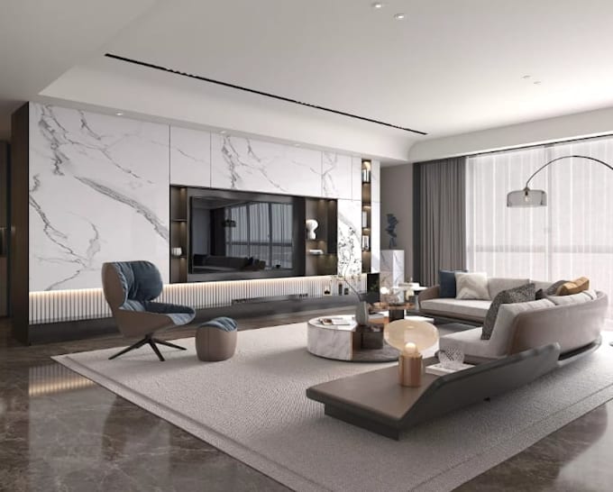 design 3d apartment interior, residential complex, multi family house, rentals