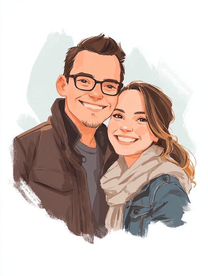 draw custom couple vector portrait
