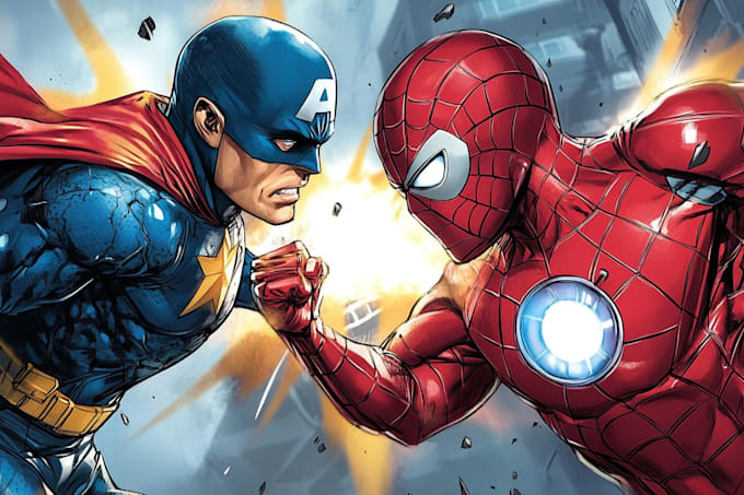 do a superhero comic, comic art, comic cover art