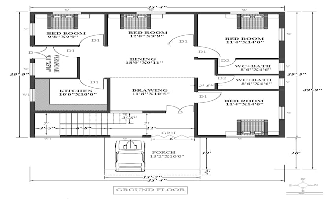 Draw architectural 2d floor plan, house plan blueprint, and mep city ...
