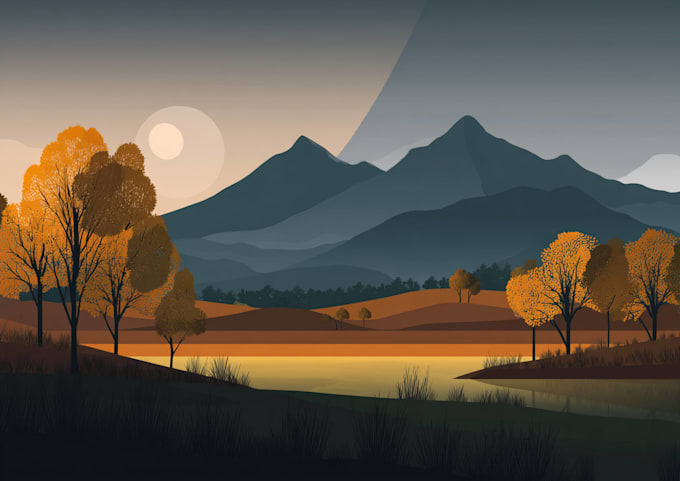illustrate beautiful flat landscape illustration art