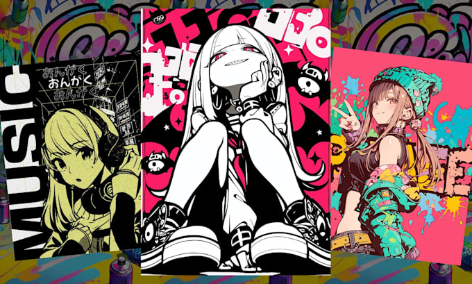 Design custom anime manga album cover art in hip hop rap lofi emo ...