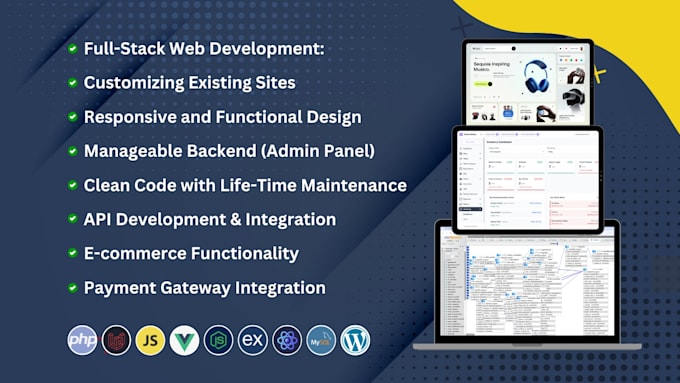 do custom full stack website development as frontend fullstack web developer