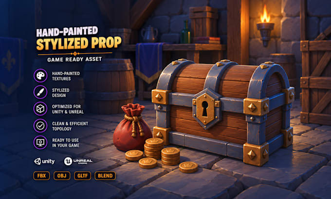 design hand painted stylized 3d models and game assets