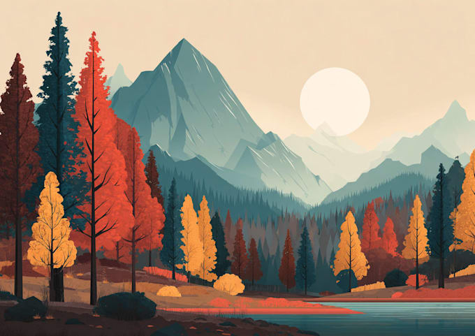 create flat landscape illustration of nature