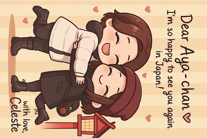 create custom greeting cards with kawaii illustrations