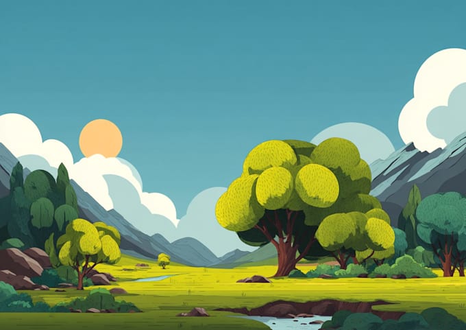 make a vector landscape flat illustration