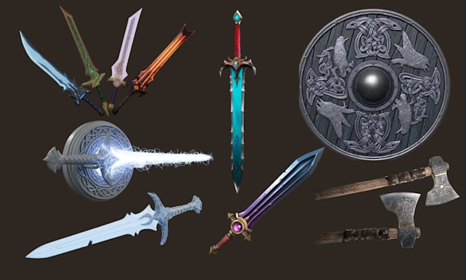 design custom 3d cosplay prop, weapon accessories, sword, dagger for 3d printing