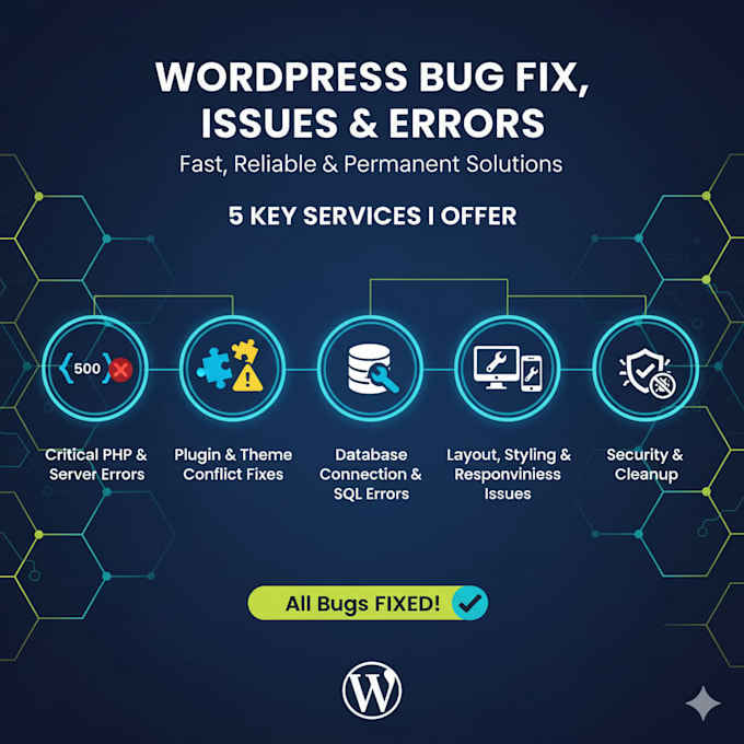 fix wordpress website bug, fix issues and errors quickly