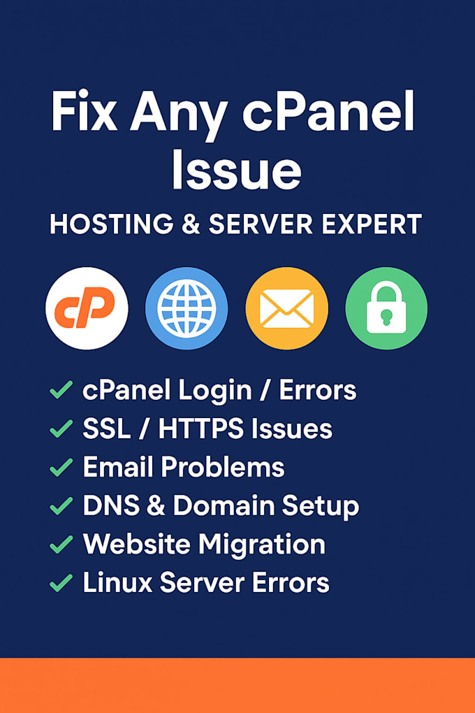 fix any cpanel issue, email error, dns, SSL, migration and linux server problems
