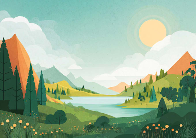 create minimalist landscape illustrations and posters