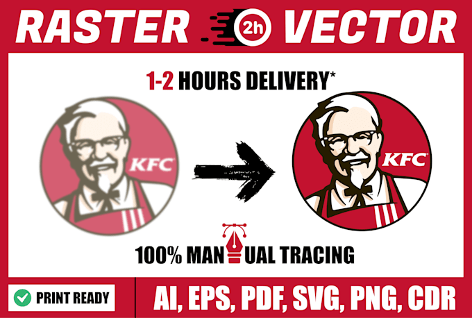 premium vector tracing, redraw, convert to vector files in ai, eps,svg in 2 hour