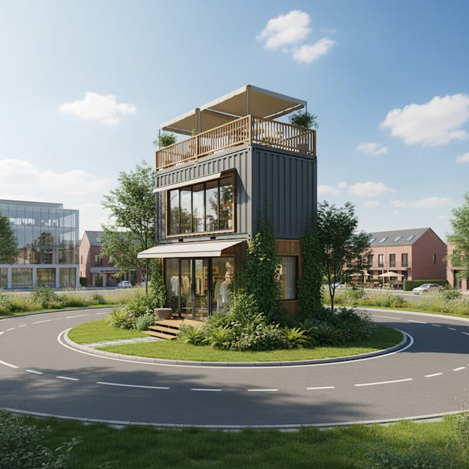 convert your shipping containers into offices with realistic rendering