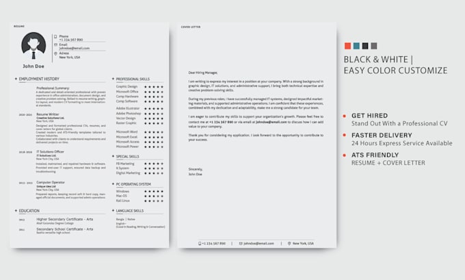design a professional CV, resume, and cover letter