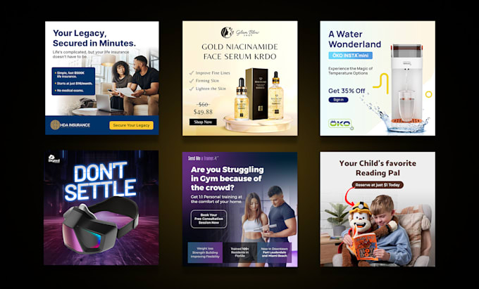 design instagram post, google ads, facebook ad creatives