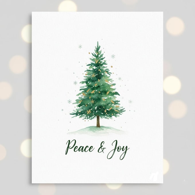 draw christmas card, invitation with watercolor