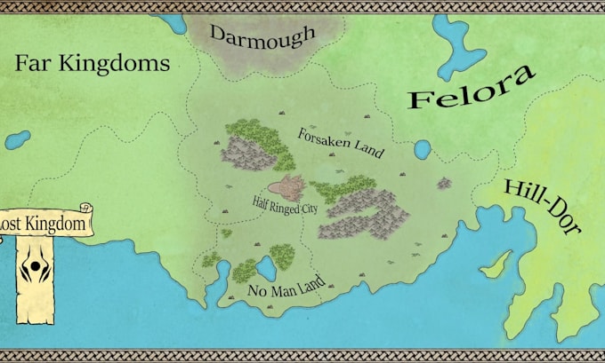 hand drawn map illustration dnd rpg fantasy map illustration vector map design