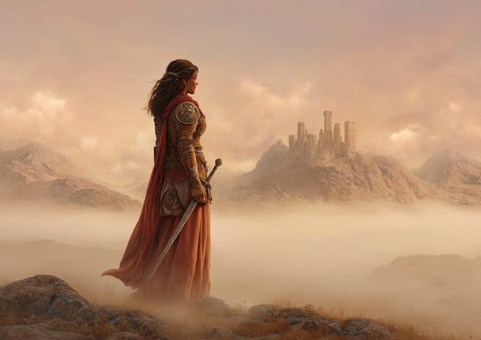 design an epic fantasy book cover that brings