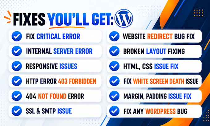 fix wordpress issues, wordpress bug fix, fix wordpress errors, woocommerce fix