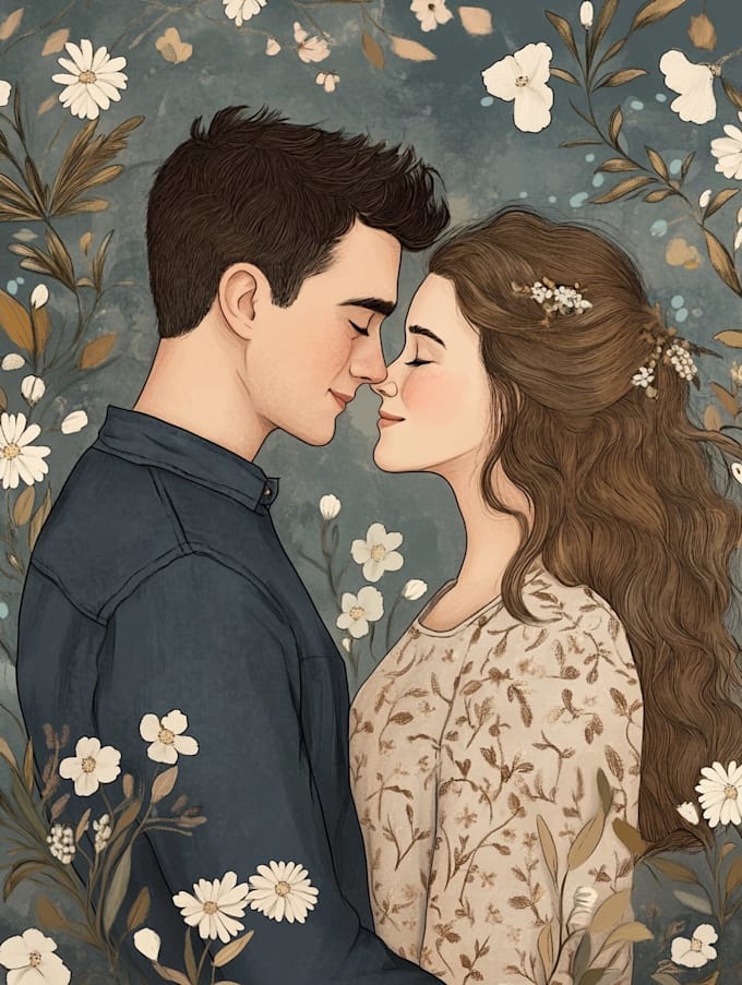 draw a beautiful couple portrait