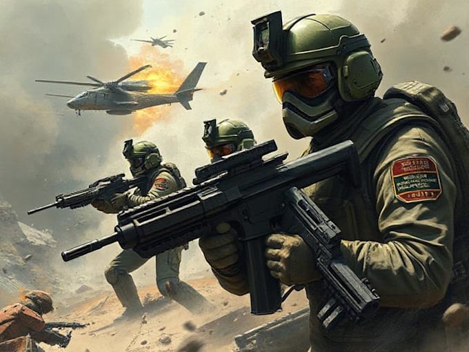 create realistic military, war, or sci fi illustrations