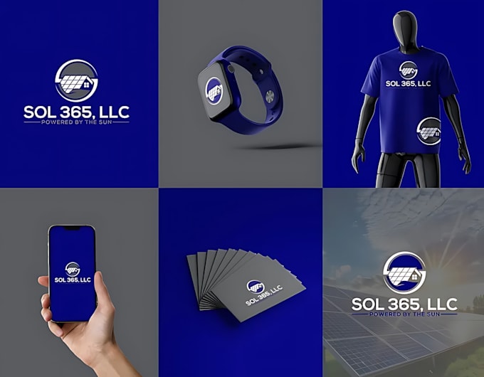 design modern electrical solar panel, energy and power logo