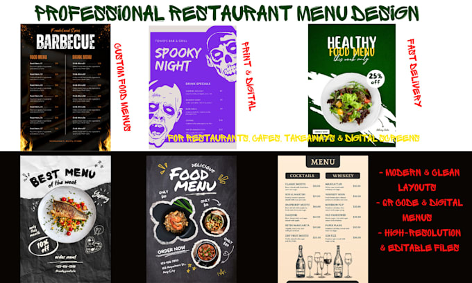 professional restaurant menu design, food menu card or digital menu