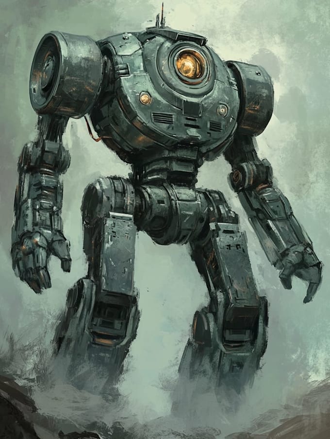 draw a mecha robot art and illustration