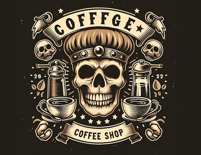 design vintage skull coffee shop logo
