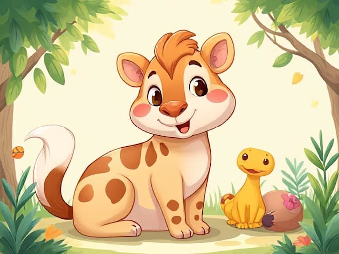 create flat animal cartoon illustration