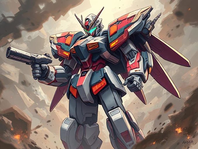 make your high quality mecha illustration for your