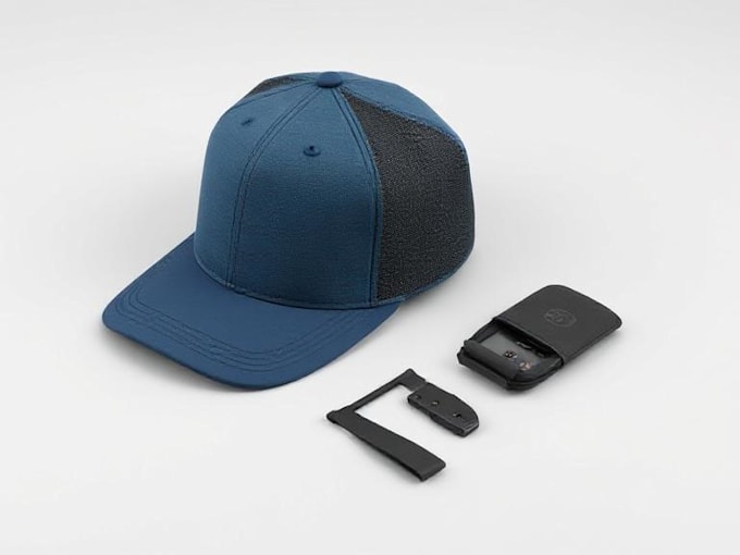design a hat and cap with tech pack with mockup