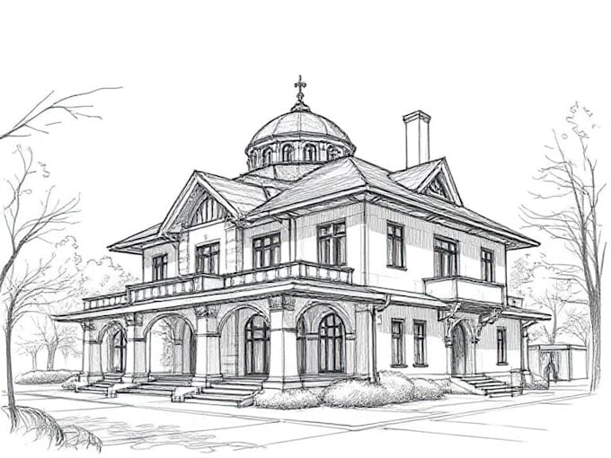draw an architectural sketch for commercial use