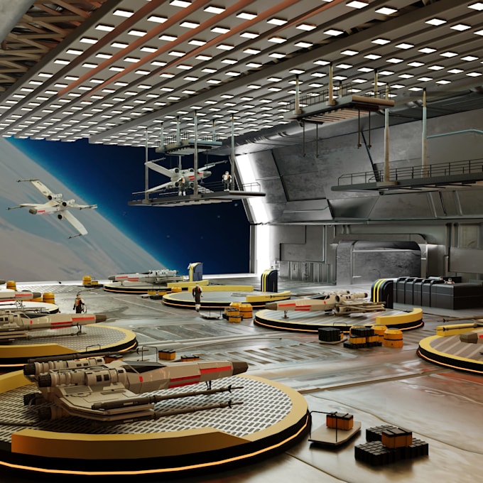 create hard surface model for spaceships and environments