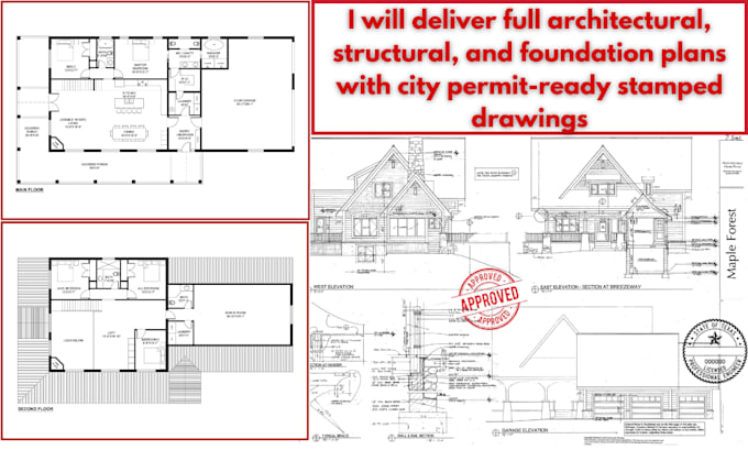 licensed architect full permit set structural plan pe stamp mep for sc wy oh