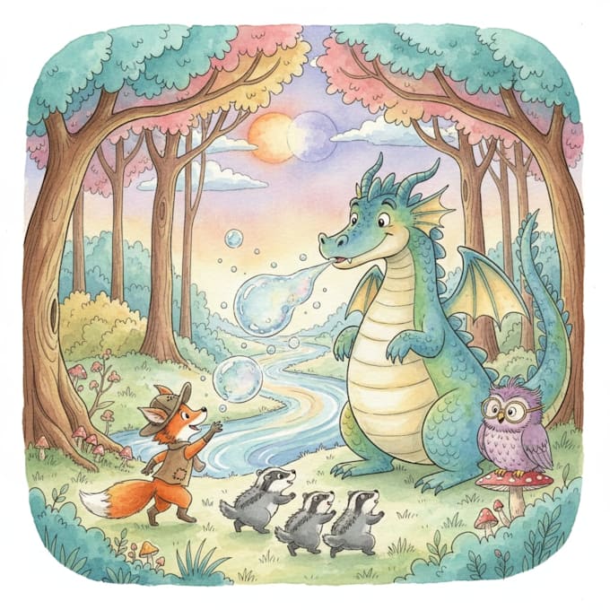 create watercolor illustrations for KDP children book