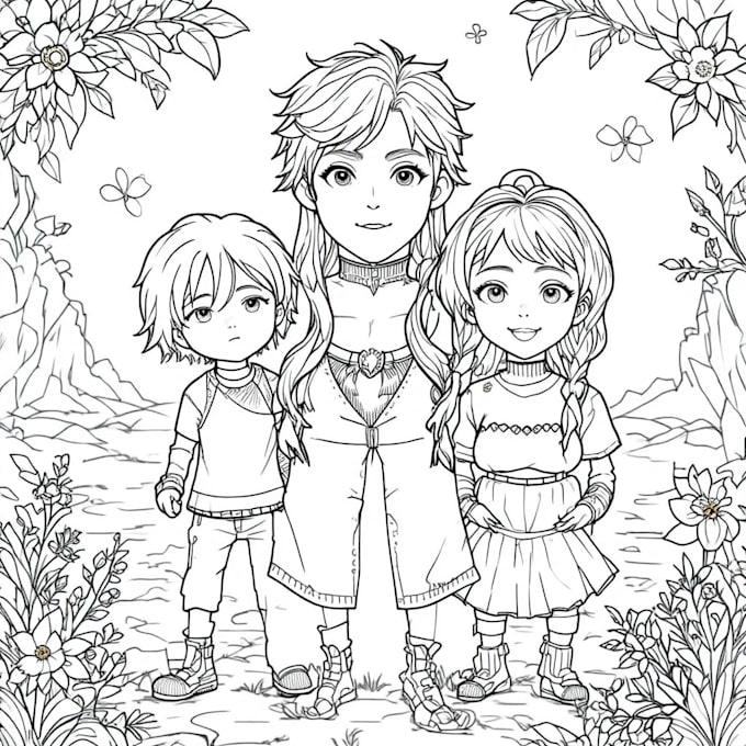 create a custom digital coloring book for kids or adults