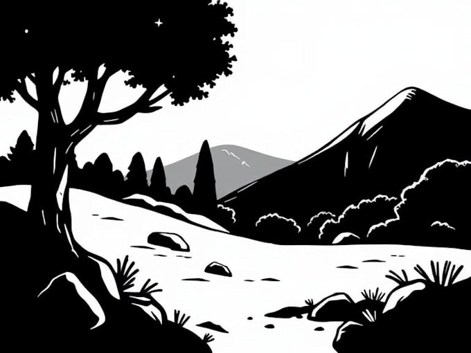draw simple black and white illustration