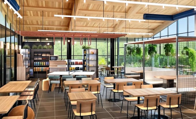render3d restaurant interior,hotel lobby,dining layout,refreshment center,lounge