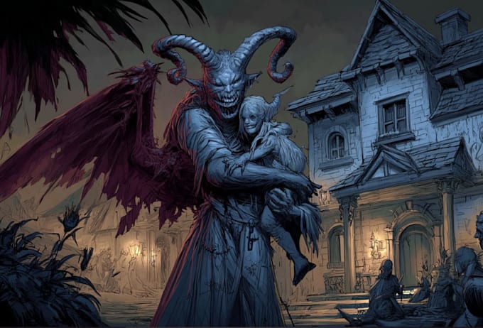 create anything dark art, horror, for merch and cover art