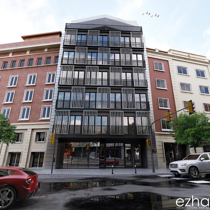design 3d exterior building with realistic rendering