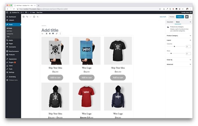 build online wordpress ecommerce website, woocommerce store