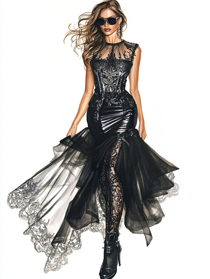 make digital fashion illustration or sketch