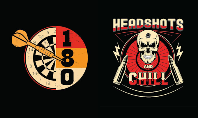 make retro skull dart game grim reaper logo