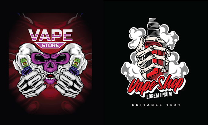 design unique skull hookah vape shop logo
