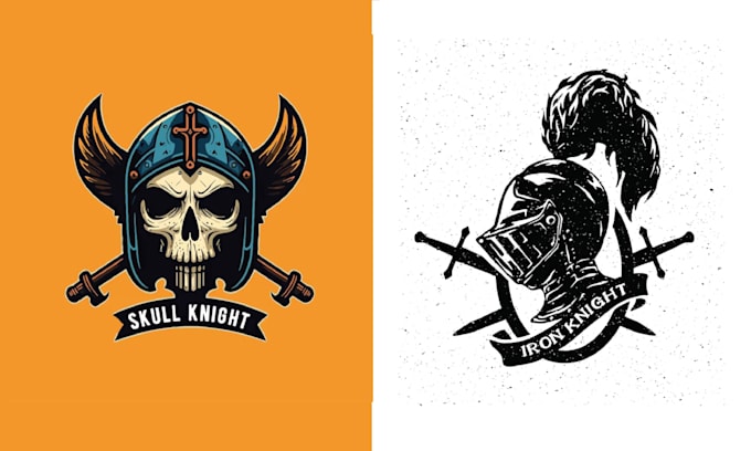 create vintage biker skull knight helmet logo