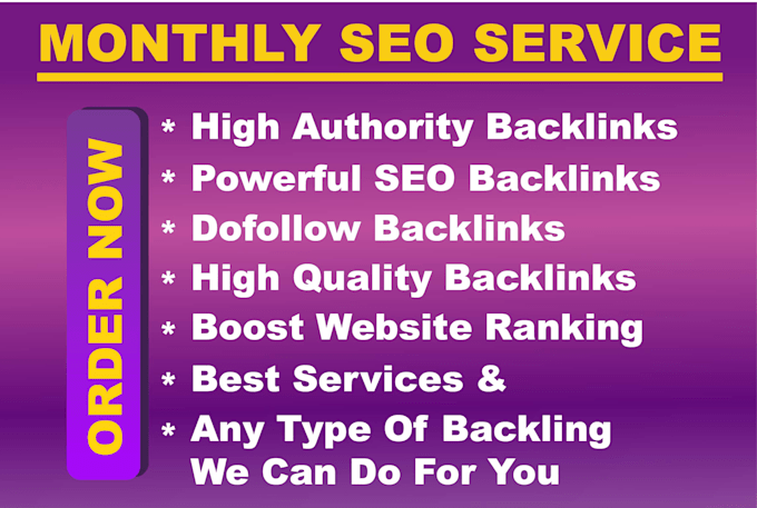 provide monthly off page SEO with high authority backlinks